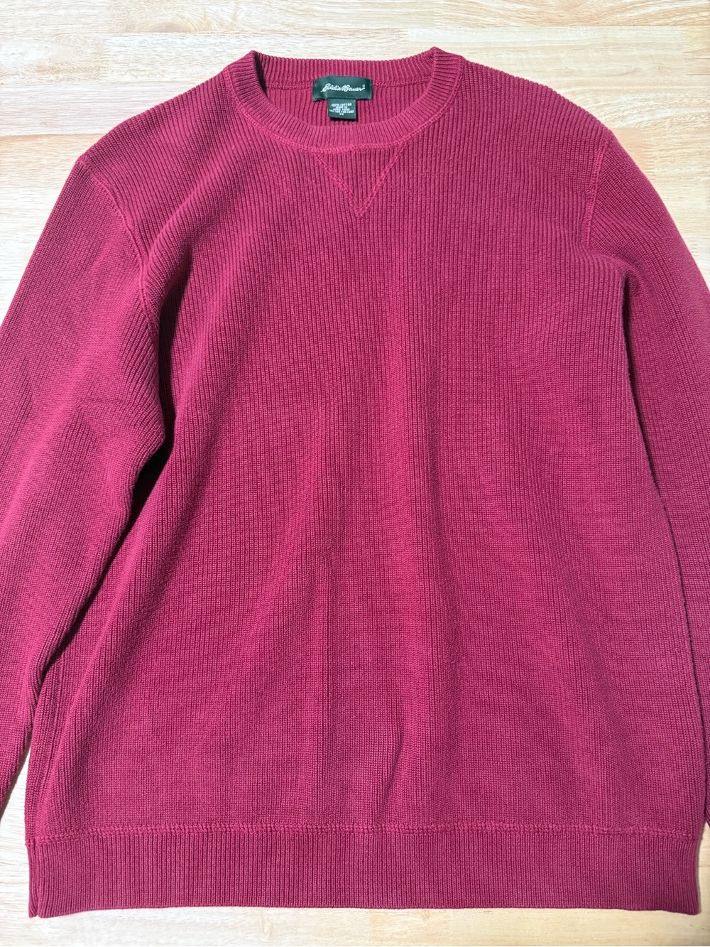 Eddie Bauer Women’s Medium 100% Cotton Sweater Deep Red Crewneck Pullover